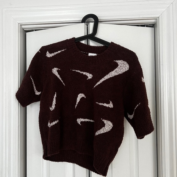 Nike Phoenix Cozy Boucle Slim Cropped Knit Short Sleeve Top M - Picture 2 of 7